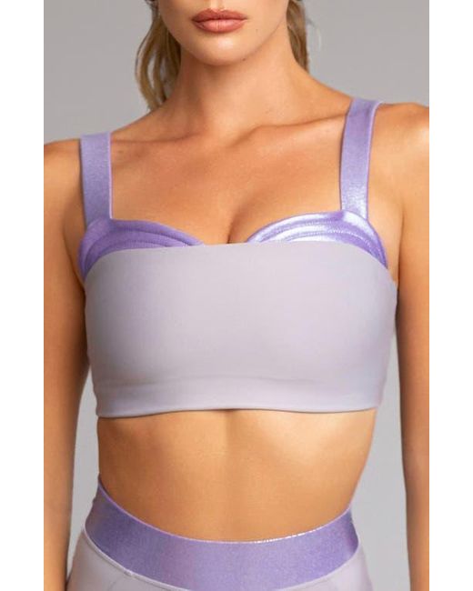 Heroine Sport Gray Lina Metallic Trim Longline Sports Bra