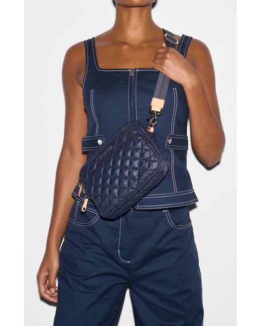MZ Wallace Blue Small Metro Quilted Nylon Camera Bag