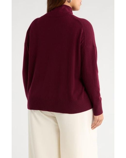 Nordstrom Red Oversize Cashmere Turtleneck Sweater