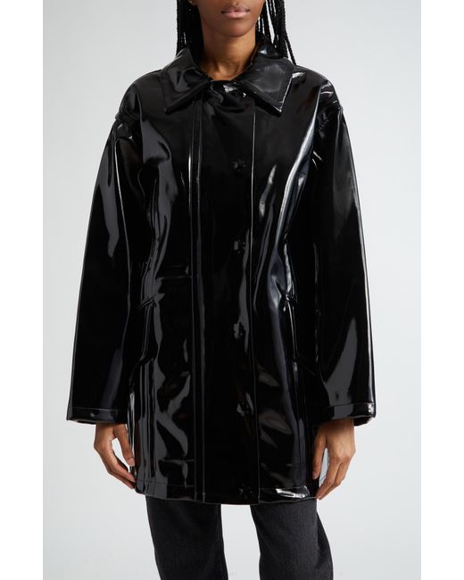 Stand Studio Black Maxxy Faux Patent Leather Raincoat