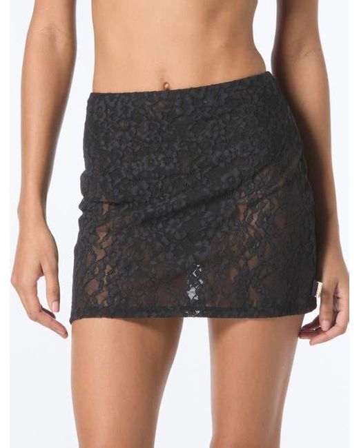 MICHAEL Michael Kors Black Lace Pull On Cover Up Skirt