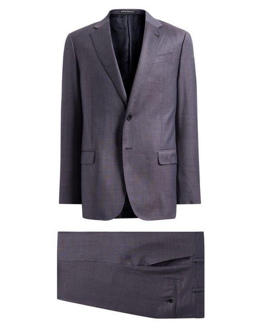 Emporio Armani Blue G-Line Slim Fit Microcheck Wool Suit for men