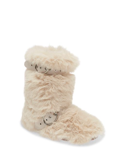 Jeffrey Campbell Natural Fluffed Up Faux Fur Bootie