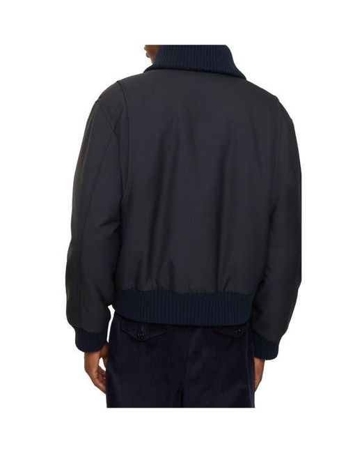 Burberry Blue Wool Blend Bomber Jacket for men