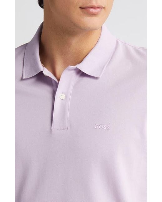 Boss Purple Pallas Cotton Polo for men