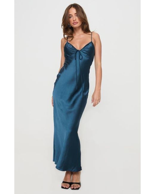Princess Polly Blue Maguire Satin Maxi Dress