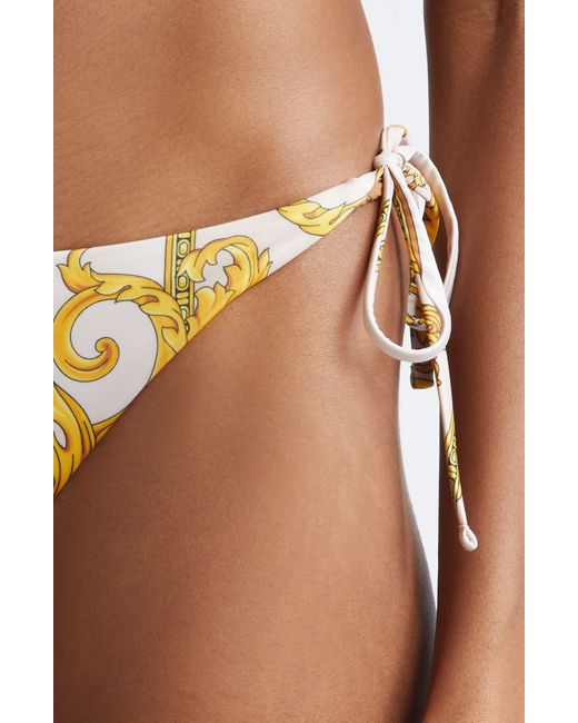 Versace Metallic Heritage Print String Bikini Bottoms