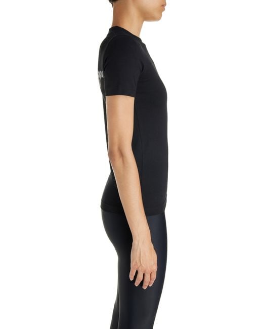 Balenciaga Black Rhinestone Embellished Fitted Stretch Cotton T-shirt