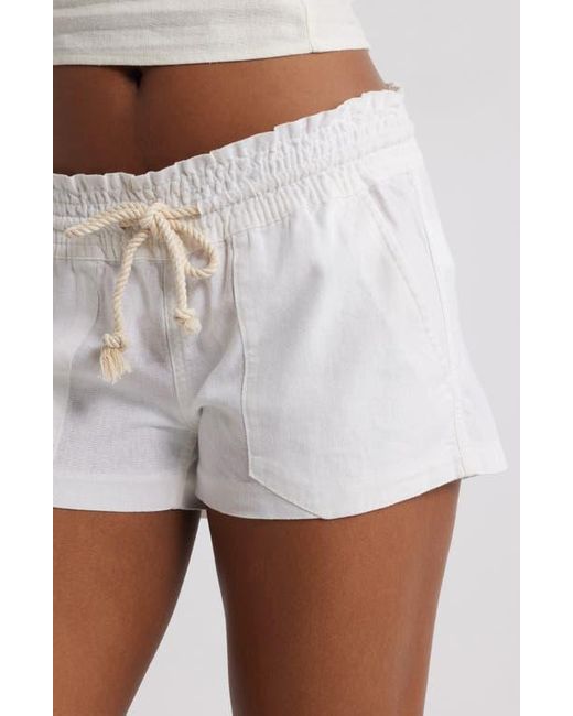 Roxy White Oceanside Cotton Drawstring Shorts