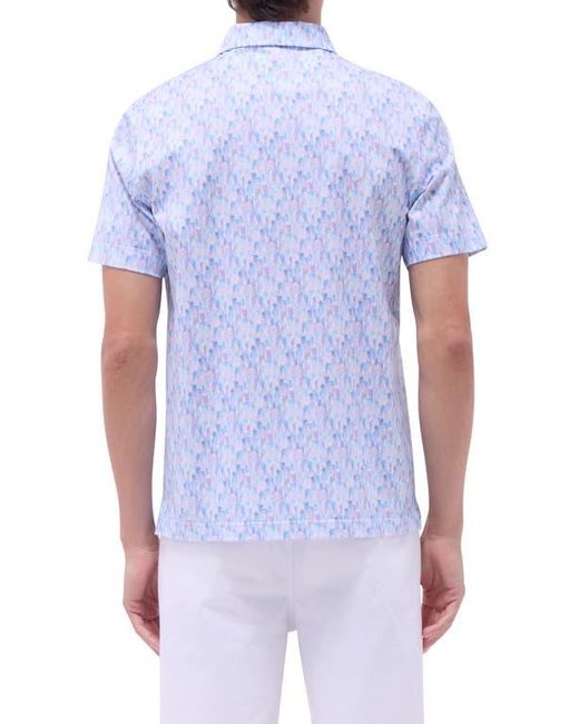 Bugatchi White Victor Ooohcotton Pineapple Print Polo for men