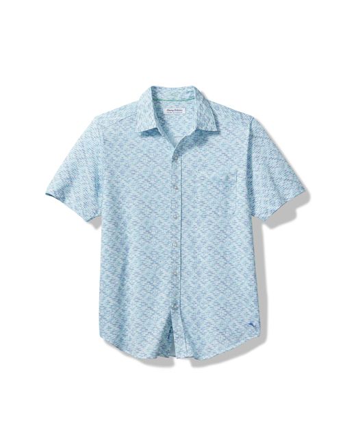 Tommy Bahama Blue San Lucio Islandzone Short Sleeve Knit Button-up Shirt for men