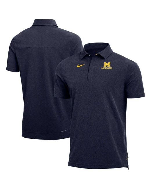 Nike Blue Heathered Navy Michigan Wolverines 2022 Coach Performance Polo for men