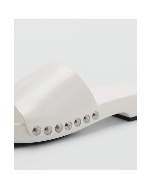 Mango White Studded Slide Sandal