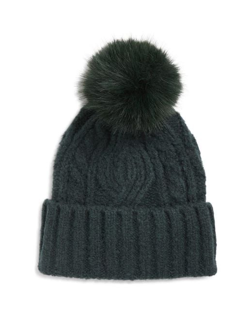 Treasure & Bond Green Cable Stitch Pom Beanie