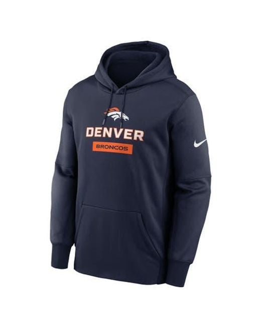 Nike Blue Denver Broncos Toss Sweep Performance Pullover Hoodie for men