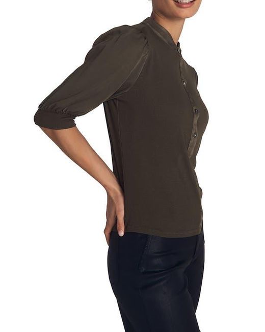 Bella Dahl Black Mixed Media Elbow Sleeve Popover Top