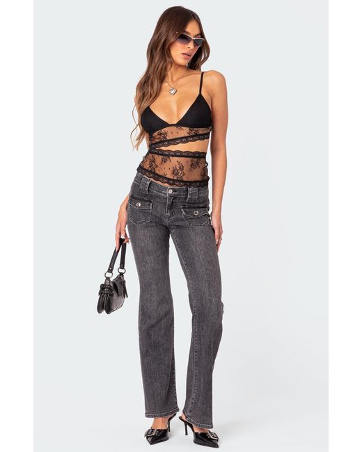 Edikted Black Spice Cutout Sheer Lace Camisole