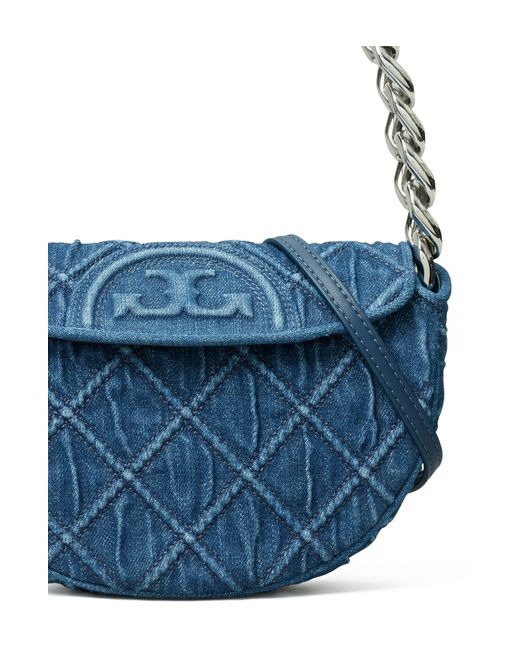 Tory Burch Blue Mini Fleming Soft Crescent Bag At Nordstrom