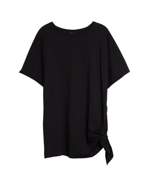 Dries Van Noten Black Henchy Knotted Hem Cotton T-shirt