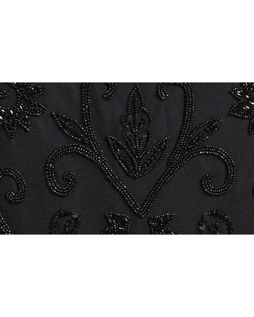 Pisarro Nights Black Beaded Mesh Gown