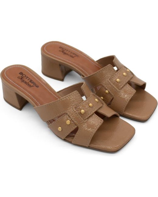 BOTTER Brown Studded Leather Slide Sandal