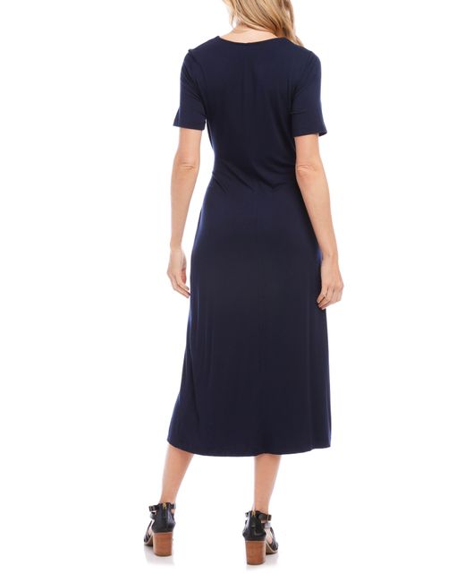 Karen Kane Blue Faux Wrap Midi Dress
