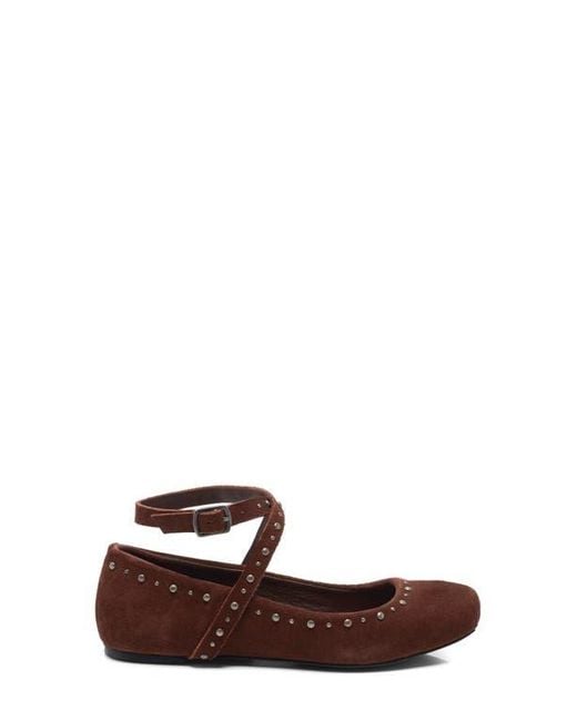 Free People Brown Grace Ankle Strap Ballet Flat