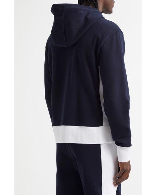 Thom Browne Blue Engineered 4-Bar Cotton French Terry Zip-Up Hoodie for men