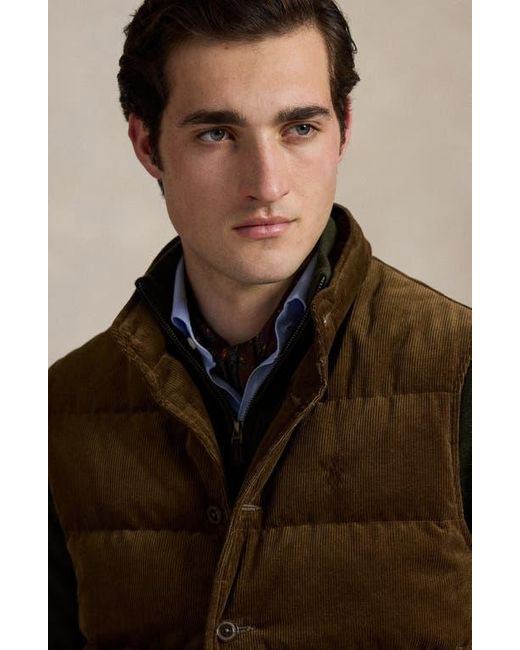 Polo Ralph Lauren Brown 12 Wale Corduroy 650 Fill Power Down Vest for men
