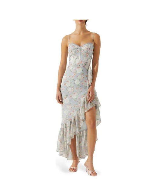 Astr White Brisbane Floral Print Asymmetric Dress