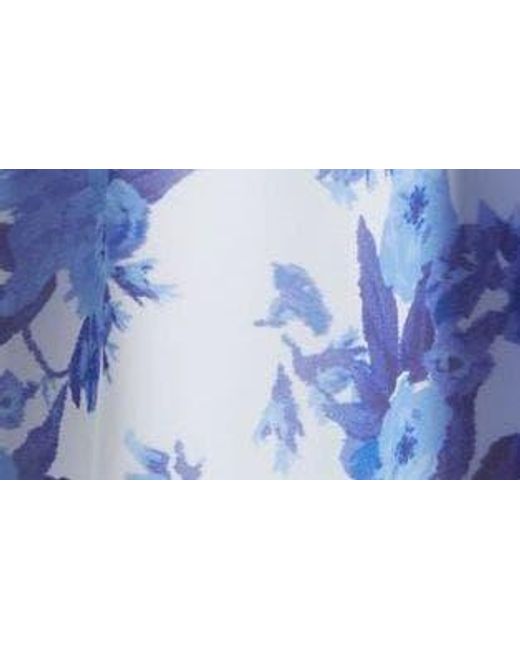 Chelsea28 Blue Printed Tiered Ruffle Chiffon Midi Dress