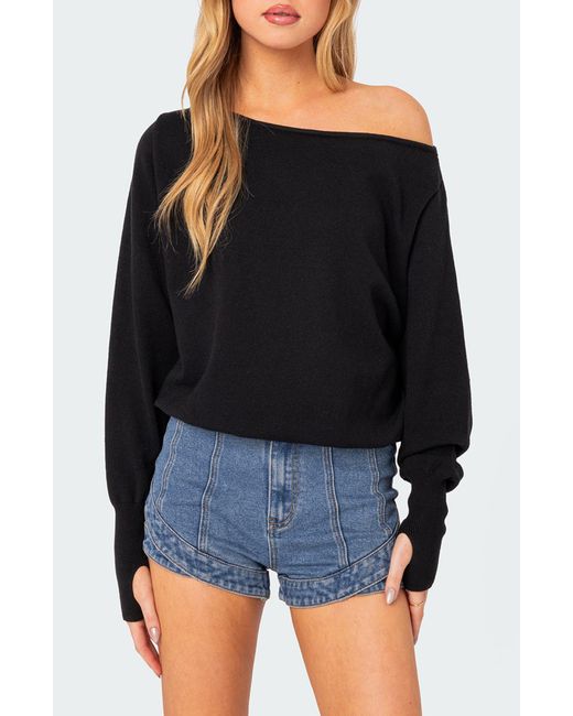 Edikted Black Oversize Off The Shoulder Sweater