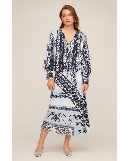 Fifteen Twenty Blue Mia Mix Midi Skirt