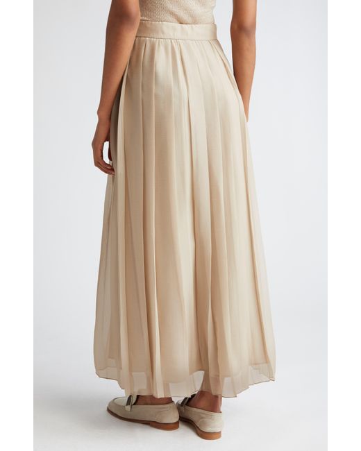 Eleventy Pleated Maxi Skirt in Natural | Lyst