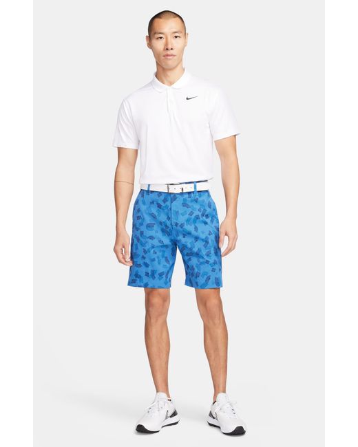 Nike Blue Dri-fit Print Flat Front Golf Shorts for men