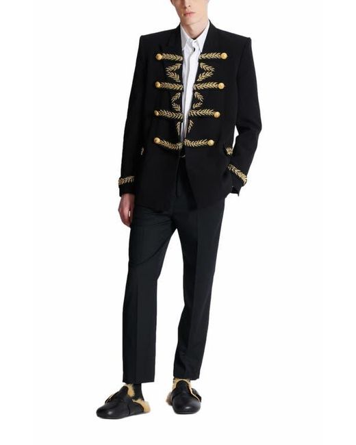 Balmain Black Embroidered Crepe Jacket for men