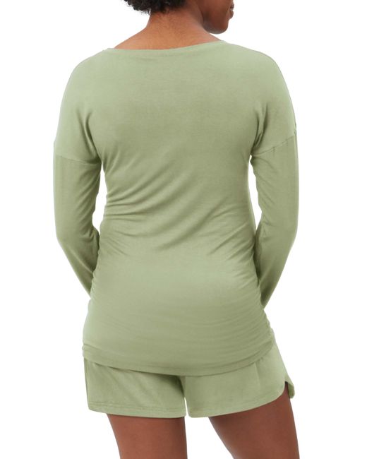 Stowaway Collection Green Long Sleeve Maternity Lounge T-shirt