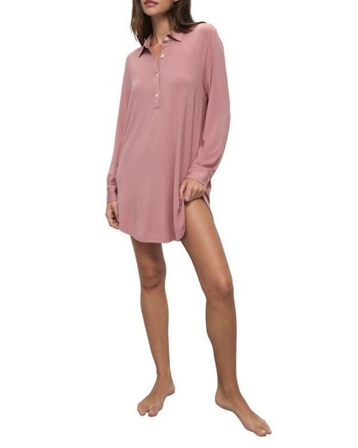 Eberjey Pink Gisele Long Sleeve Sleep Shirt