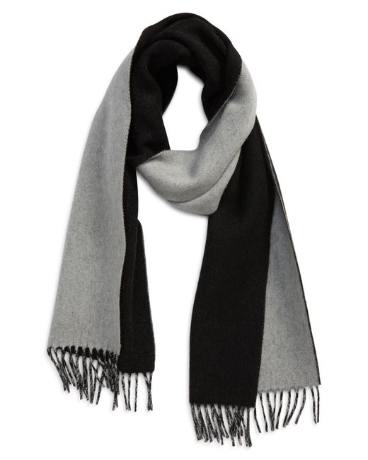 Nordstrom Two Tone Cashmere & Wool Fringe Scarf in Black for Men | Lyst