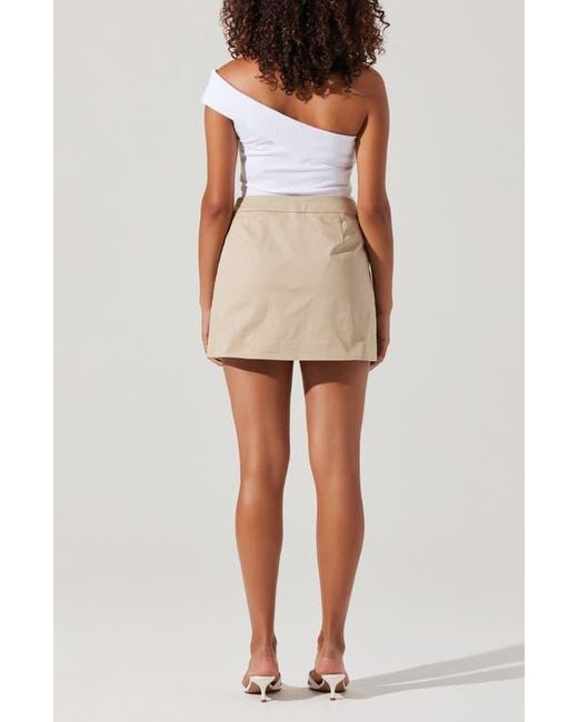 Astr Natural Chana Pleated Wrap Miniskirt