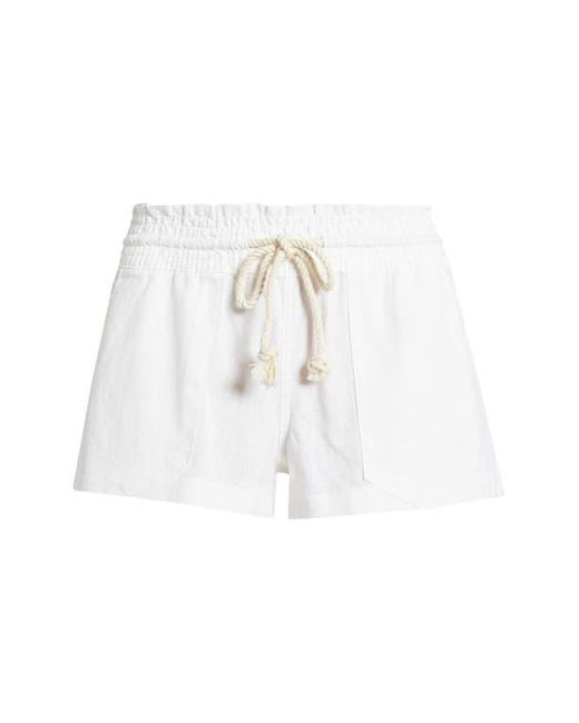 Roxy White Oceanside Cotton Drawstring Shorts