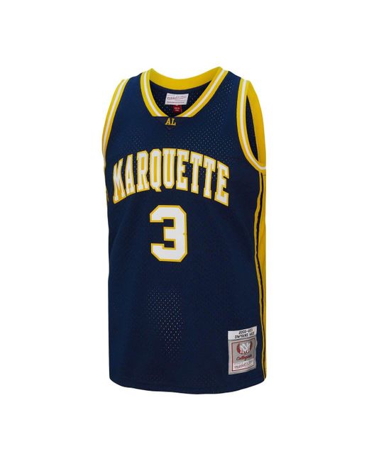 Men's Mitchell & Ness Dwyane Wade Navy Marquette Golden Eagles Player Swingman Jersey Size: Small