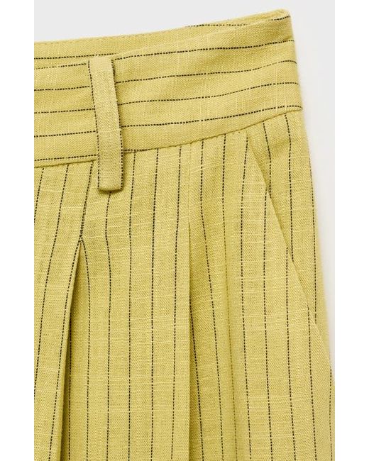 Mango Yellow Luce Stripe Wide Leg Pants