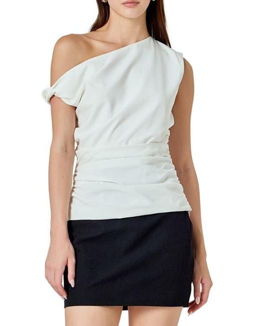 Endless Rose Blue Drape One-Shoulder Top