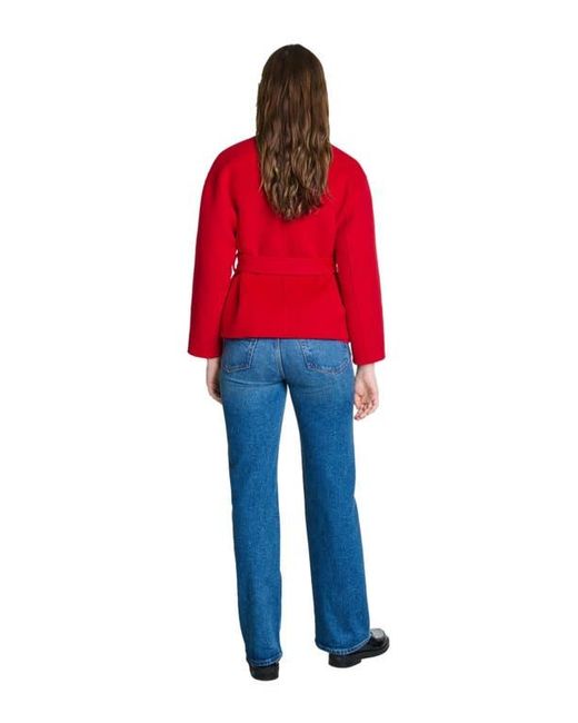 Maje Red Belted Double-Faced Jacket