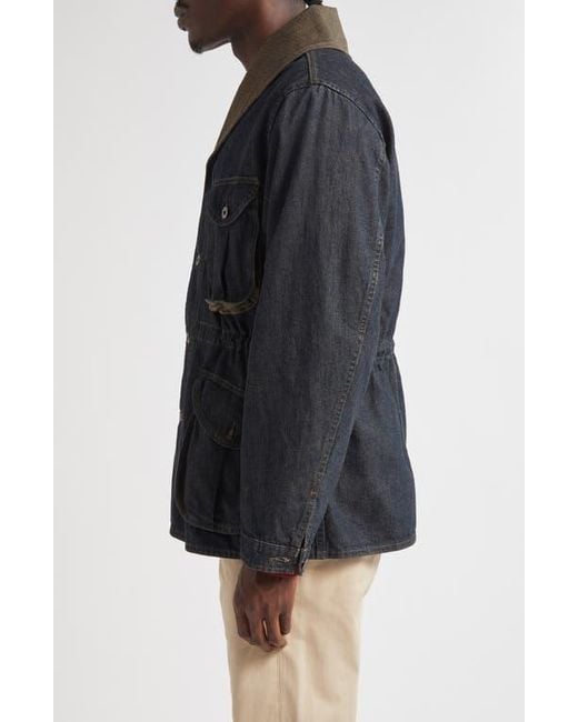 Ralph Lauren Black Shawl Collar Cotton & Linen Blend Denim Jacket for men