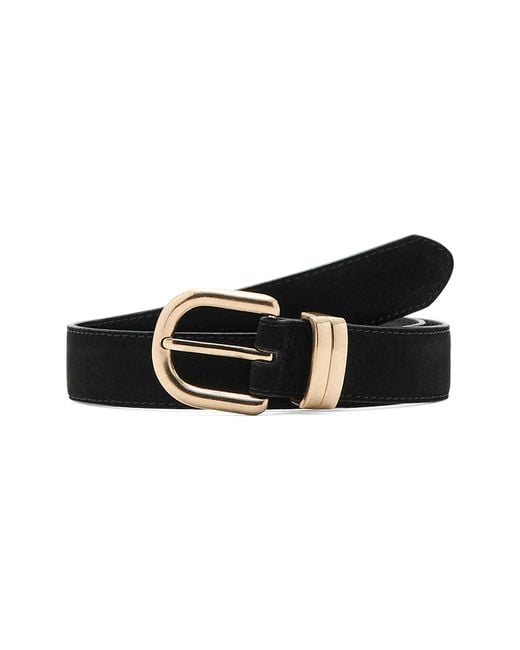 Mango Black Suede Belt