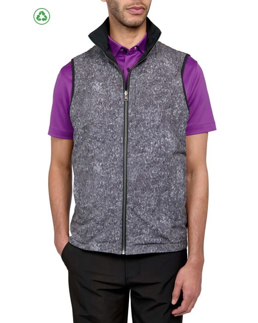 Con.struct Black Regular Fit Texture Print Recycled Performance Reversible Vest for men