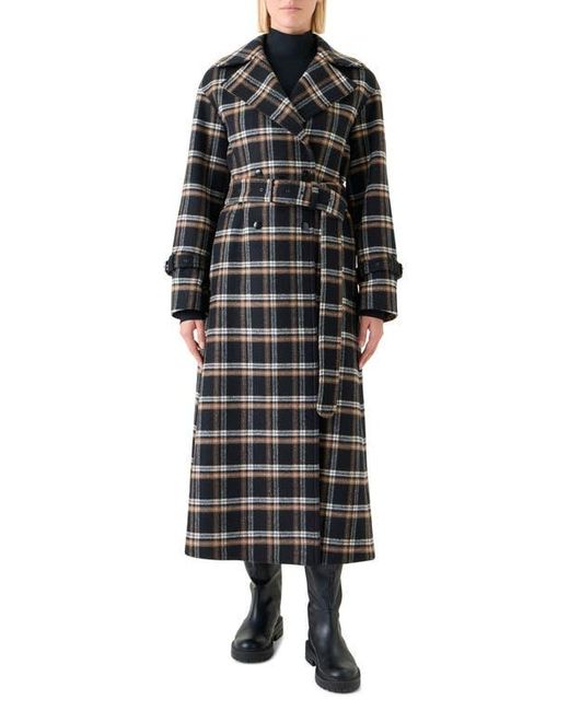 Akris Punto Black Plaid Double Face Wool Blend Trench Coat
