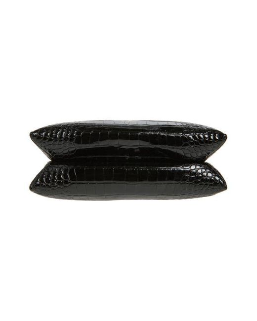 REE PROJECTS Black Medium Elieze Croc Embossed Patent Leather Top Handle Bag